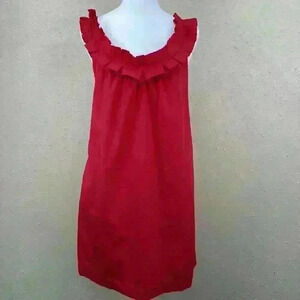 🔥fei Anthropologie Red Carumbola  Red Shift Dress Size 6